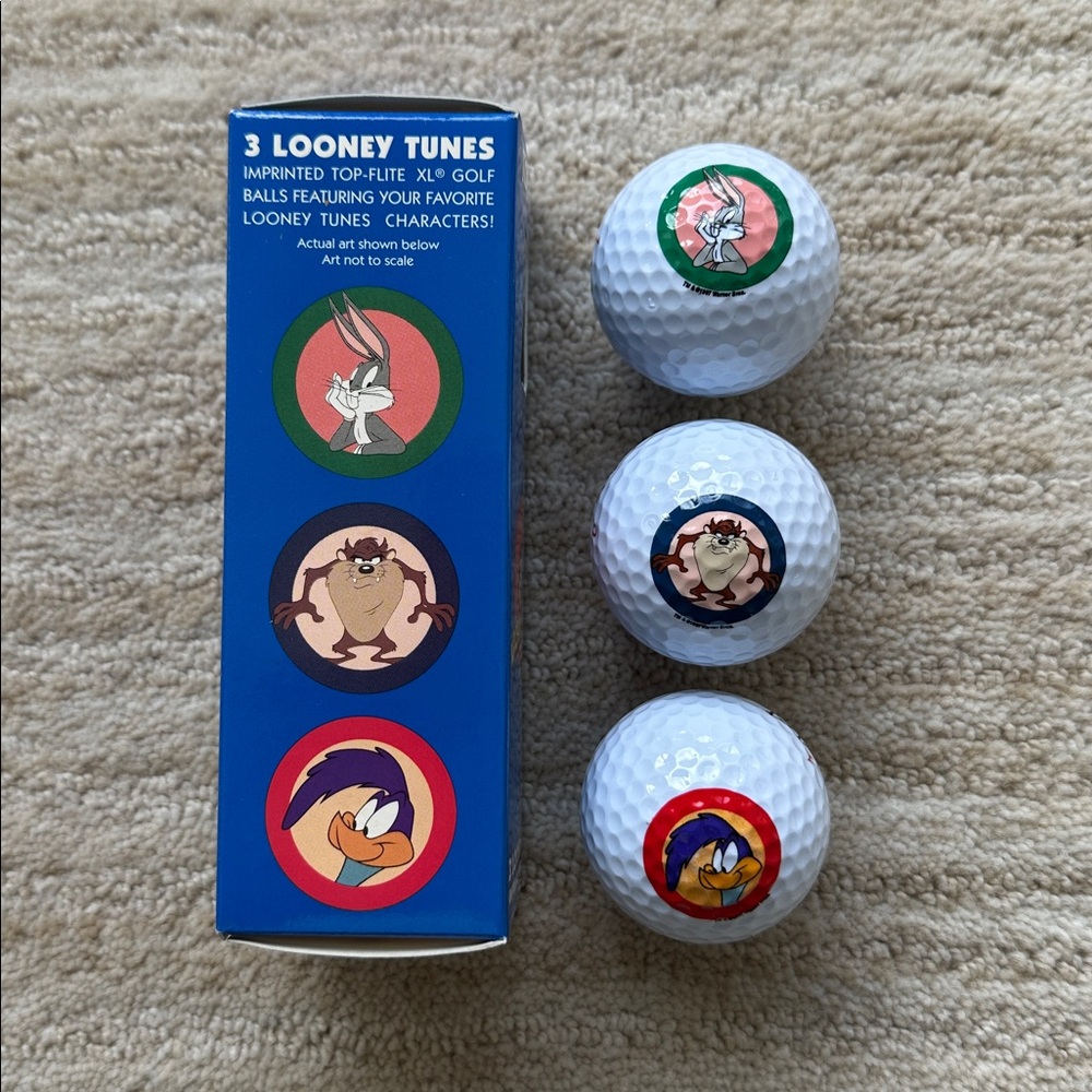 New Top Flite XL Golf Balls 3 Pack Looney Tunes Bugs Bunny Road Runner Taz White